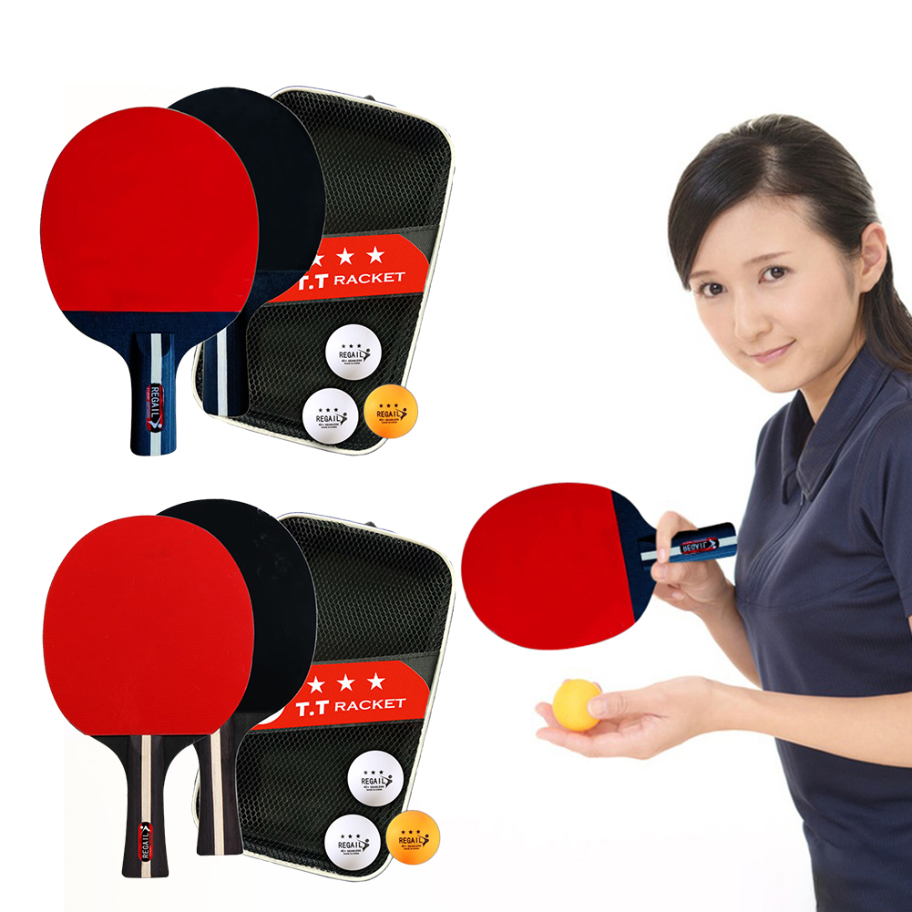 Table Tennis Tournament - ชุดไม้ตีปิงปองสำหรับลายกีฬาปิงปอง2ลูกและไม้ตีปิงปอง3ลูกชุดผู้เล่น2คนพร้อมถุงสำหรับเล่นทัวร์นาเมนต์