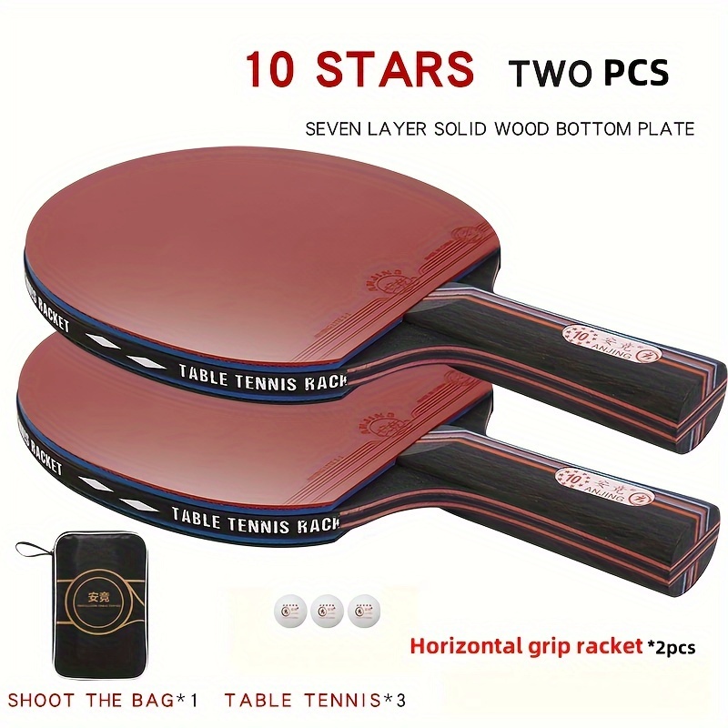 Table Tennis Bat Butterfly - ชุดไม้ปิงปองคาร์บอน 10 ดาว, ไม้ปิงปองระดับมืออาชีพสำหรับการแข่งขัน, มีไม้ปิงปองแท้สำหรับเล่นเดี่ยวและเล่นคู่, O