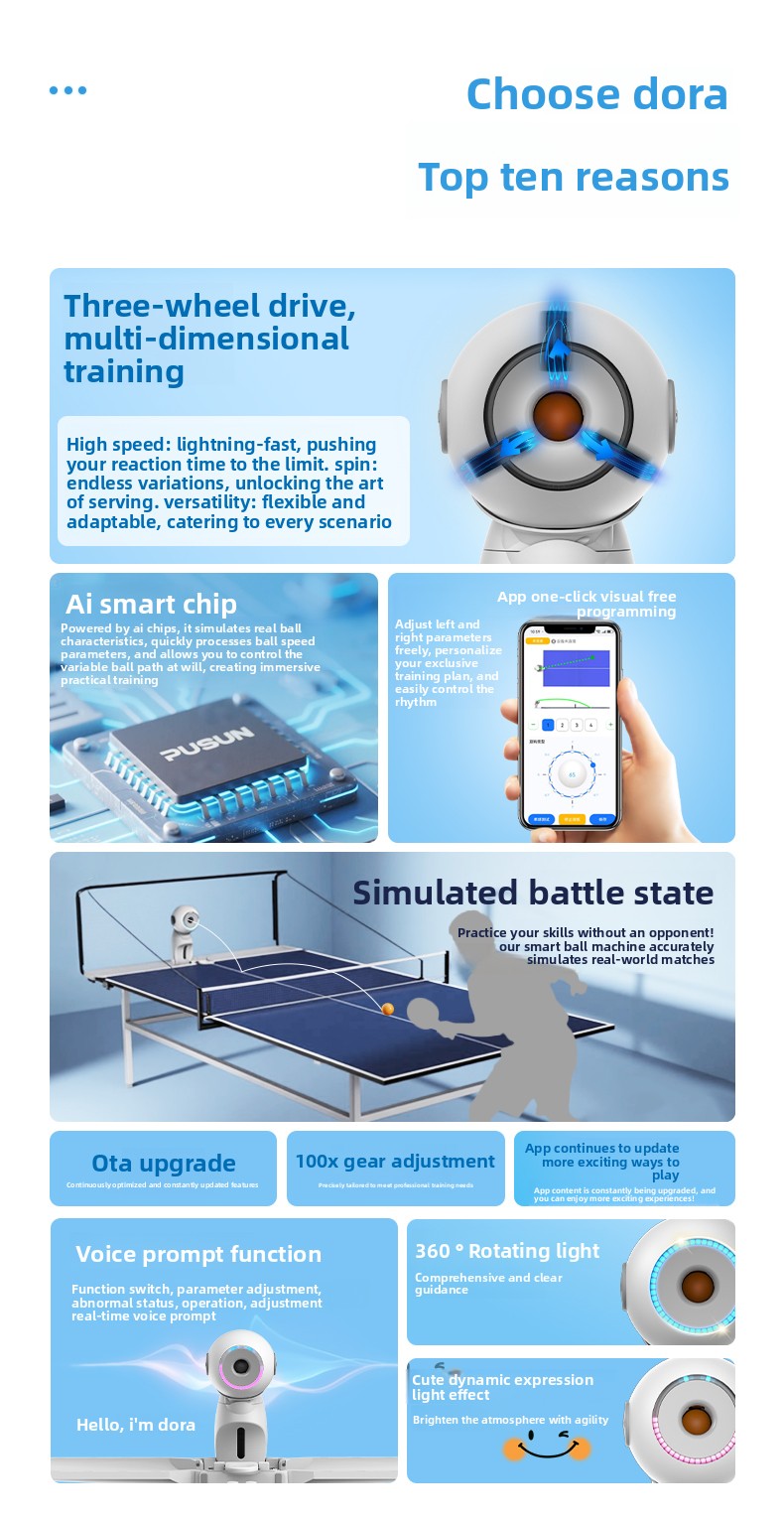 เครื่องเสิร์ฟลูกปิงปองโดรา สำห - Table Tennis Trainer บทวิจารณ์และราคา