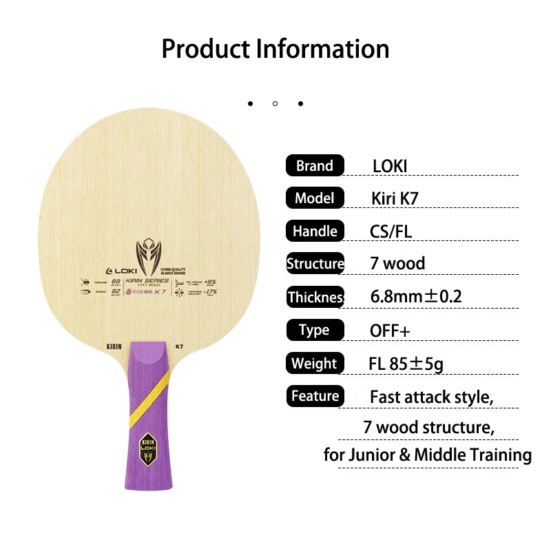 ไม้ปิงปอง LOKI Kirin K5 K6 K7  - Table Tennis Touch บทวิจารณ์และราคา